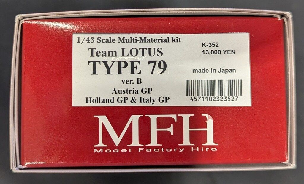 MFH|モデルファクトリーヒロ 1|43Scale Multi-material Kit TeamLOTUSTYPE79Ver.B AustriaGP HollandGP-ItalyGP K-352