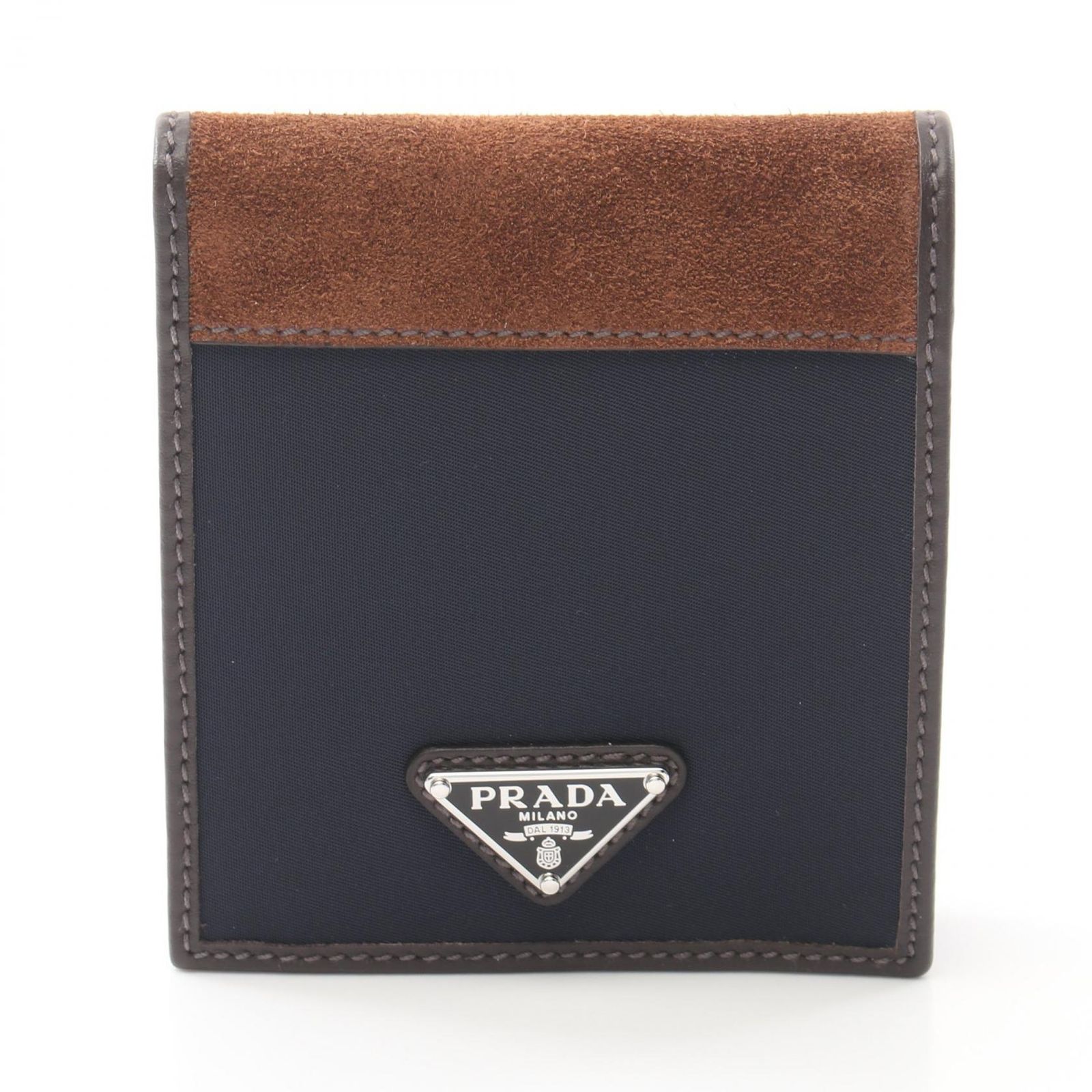 プラダ PRADA 二つ折り財布 TESSUTO＋CAMOS 2MO513384F0C1B ブルーカフェ ナイロン スウェード 二つ折り財布 メンズ