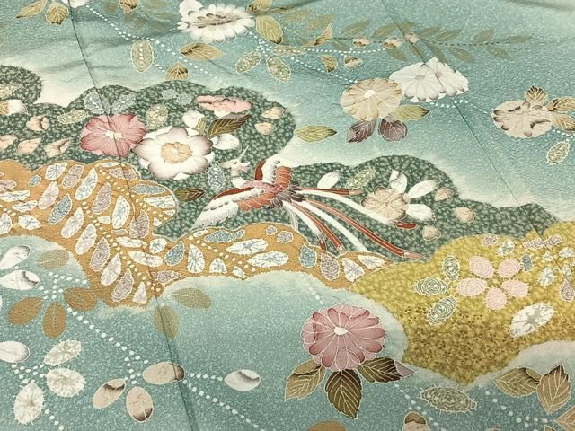 平和屋着物●訪問着　辻が花　絞り　鳳凰花文　暈し染め　金彩　正絹　逸品　AABB6493zg 平和屋着物○訪問着 辻が花 絞り 鳳凰花文 暈し染め 金彩 正絹