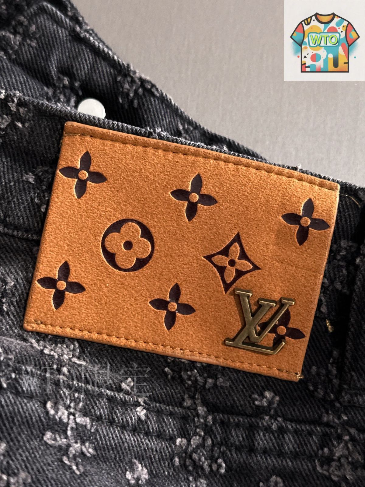 【LOUIS VUITTON】デニム　ショートパンツ　ドット　モノグラム　36黒 良品 国内正規品 LOUIS VUITTON ルイ・ヴィトン モノグラム