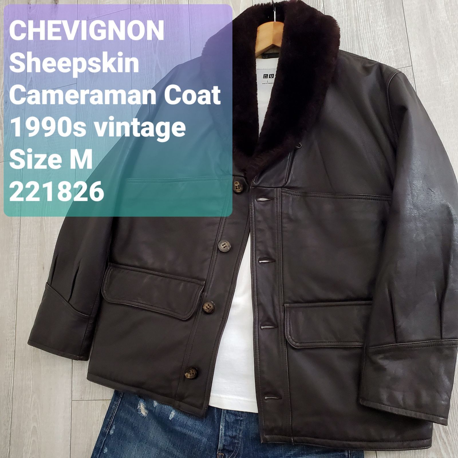 Chevignonシェビニオン□美品 1990s vintage 名作 羊革×ムートン襟 