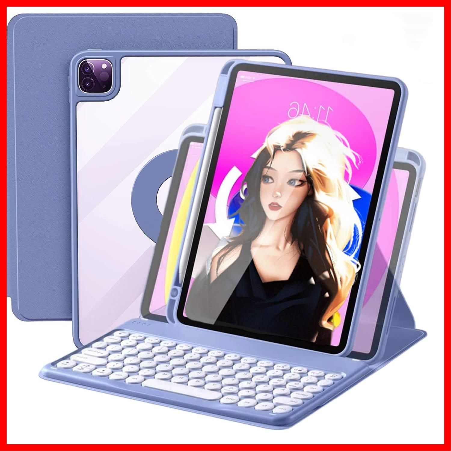 【新着商品】iPad Air3 iPad iPad Pro10.5 iPad7 iPad8 キーボードケース iPad9 マグネット式 ペンホルダー付きu0026Apple 丸型キー 背面カバー+分離式キーボード] pencil充電対応 透明 [磁気吸着ケース+ クリ