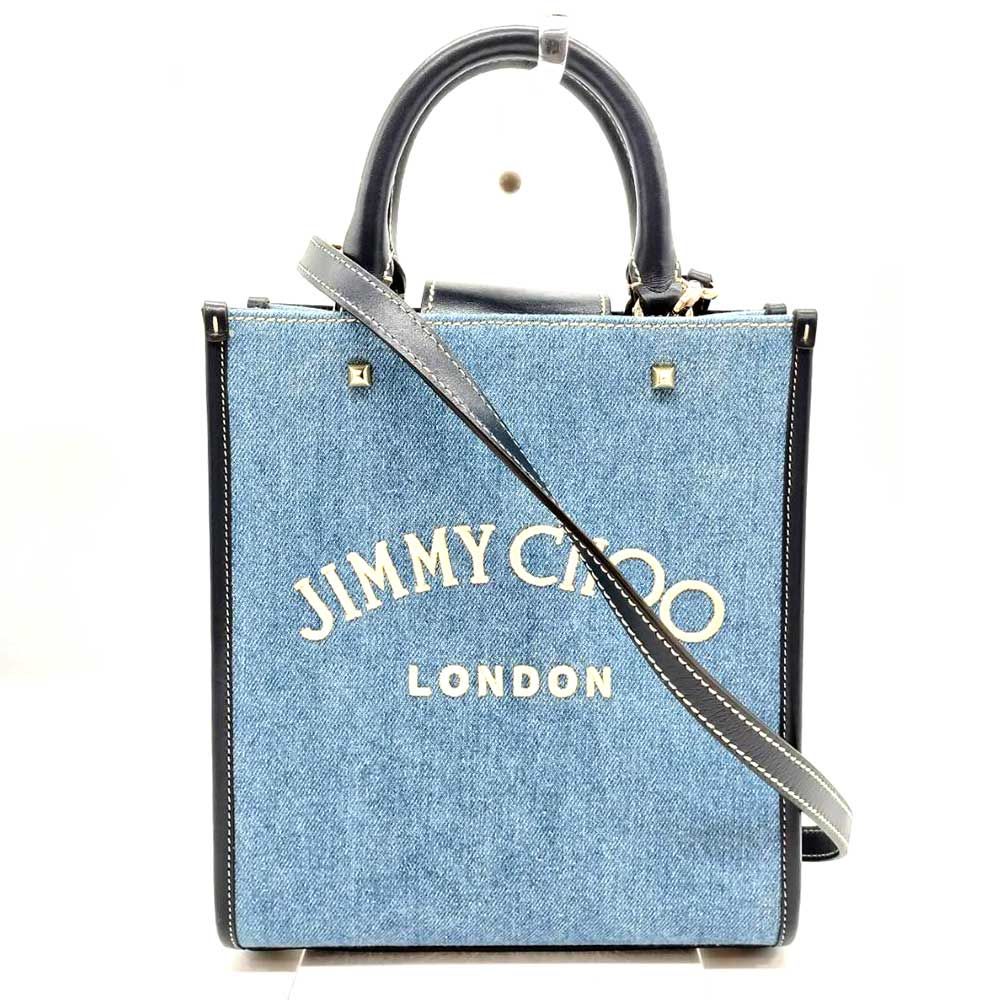 ジミーチュウ ヴァレンヌ 2way トートバッグ ブルー×ブラック Aランク