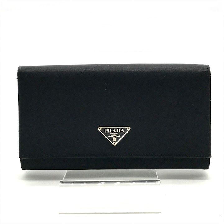 良品 PRADA プラダ ナイロン レザー 三角ロゴ プレート 2つ折り