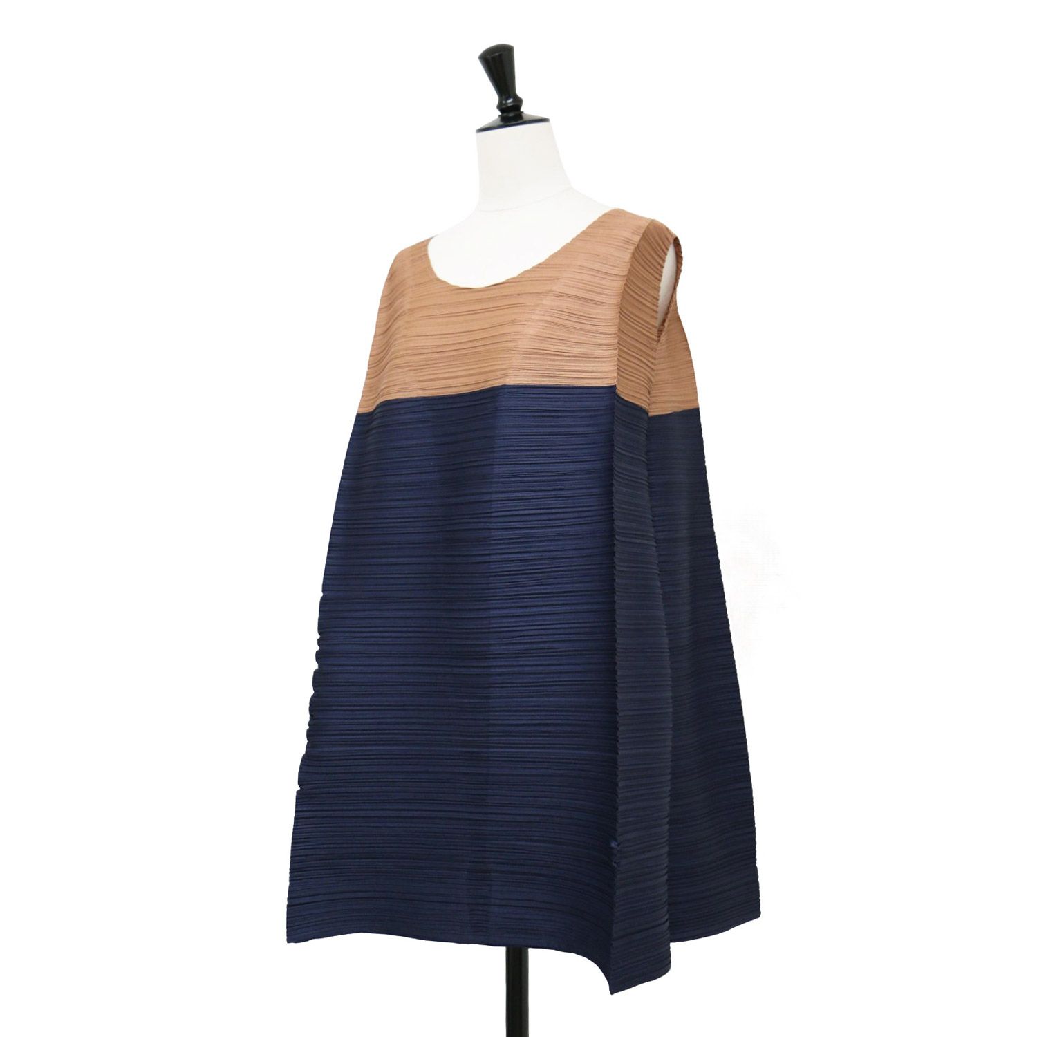 PLEATS PLEASE プリーツプリーズ バイカラー プリーツ ノースリーブ