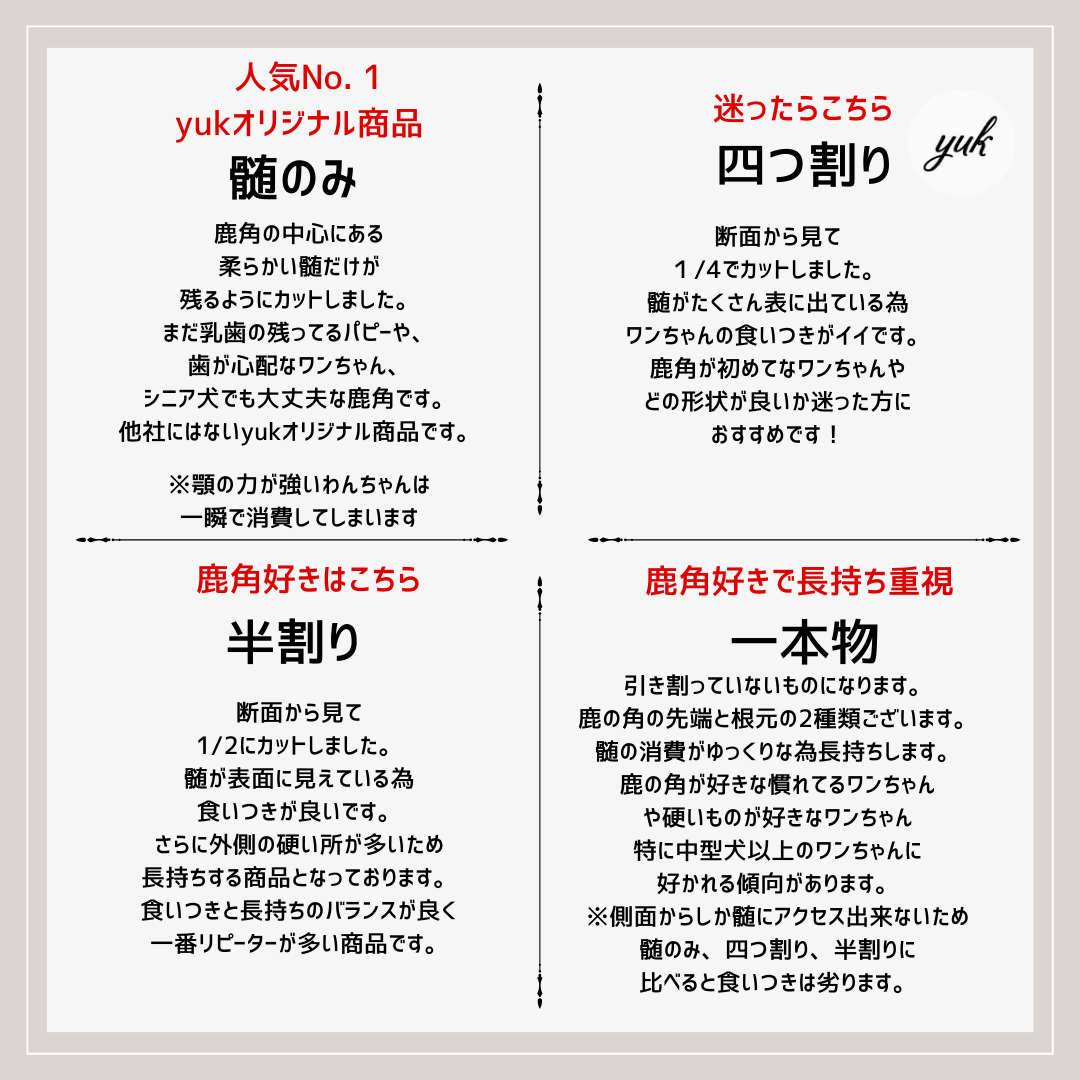 【クーポン発行中】🐶超小型犬用🐶半割り✅2本セット🦌北海道産エゾ鹿の角🦌犬のおもちゃ🐕鹿の骨　A
