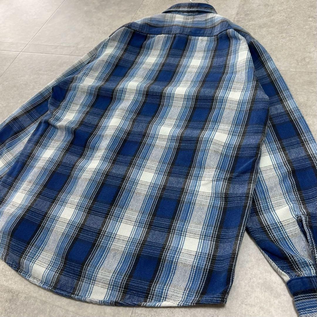FIVE BROTHER ファイブブラザー　ネルシャツ　90s 青　チェック M FIVE BROTHER ファイブブラザー ネルシャツ 90s 青 チェック M