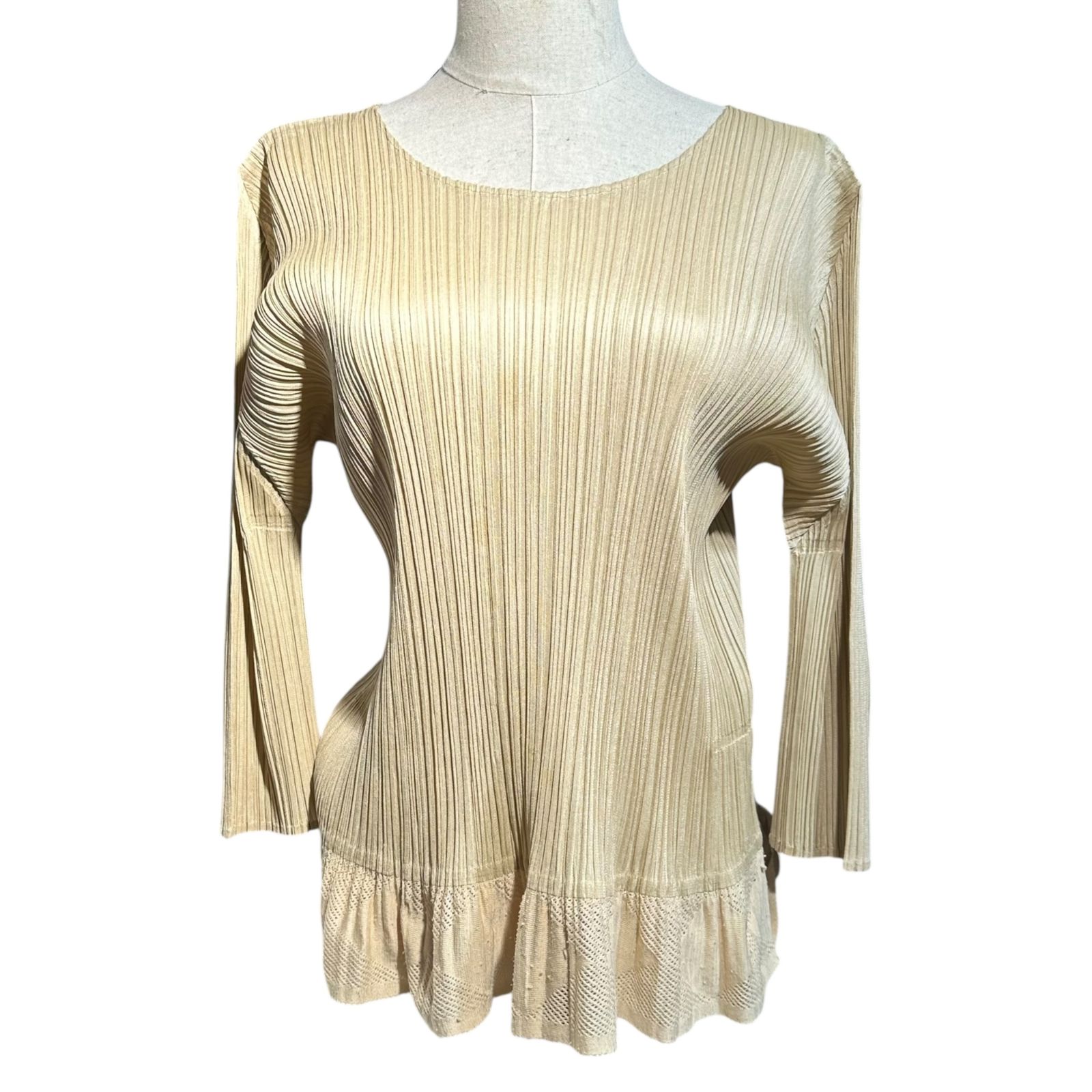 PLEATS PLEASE ブラウス長袖 PLEATS PLEASE(プリーツプリーズ) Mesh switch pleated long