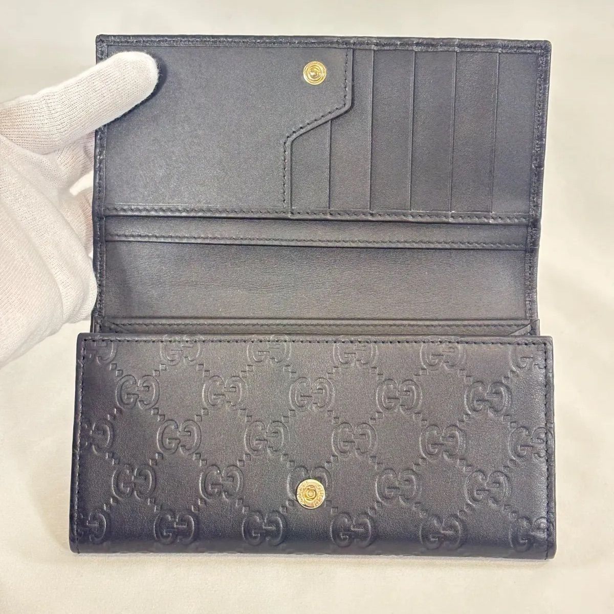 美品】 グッチ GUCCI長財布 シマレザー ロゴプレート - メルカリ