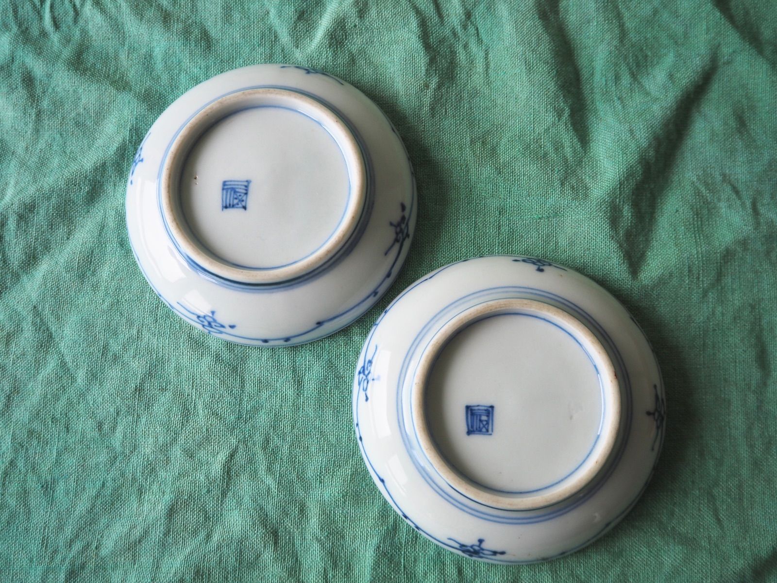 大皿　2枚　骨董品　大聖寺伊万里　古伊万里　伊万里　色絵　金彩　向付　5客 大聖寺伊万里 色絵金彩 小皿 2客セット｜染錦 花格子文 古道具を
