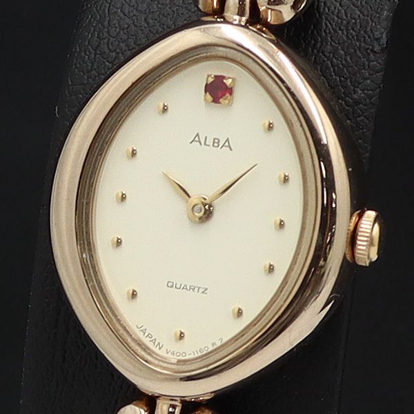 セイコー QZ V400-510B アルバ オーバル アンティーク アイボリー文字