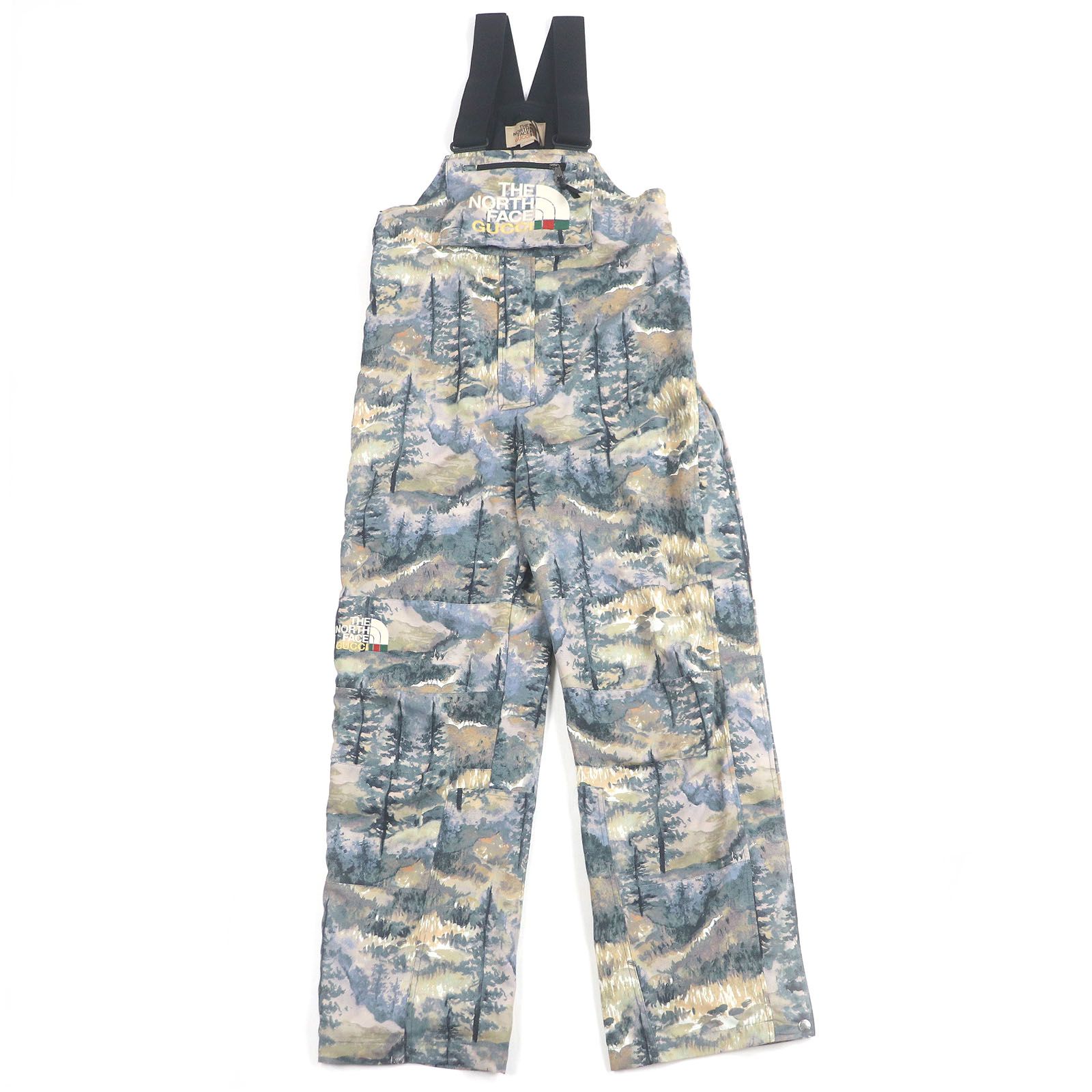 ♥品□GUCCI THE NORTH FACE グッチ ザ ノースフェイス 21AW 663768 フォレストプリント ツナギ オーバーオール マルチカラー S ハンガー付き 正規品 メンズ