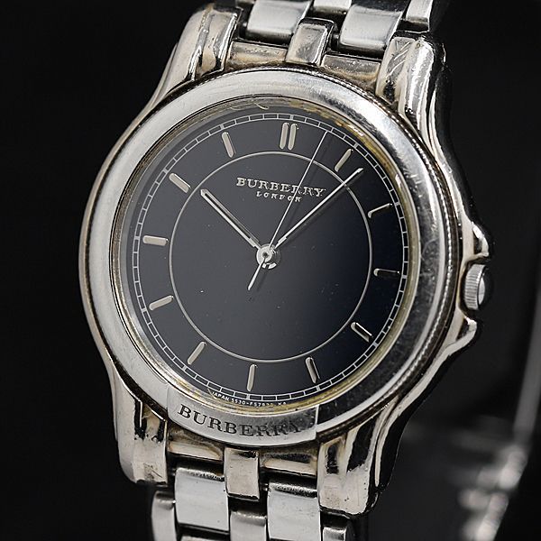 稼働 良品 バーバリー QZ 5530-F52339 ネイビー文字盤 ラウンド メンズ