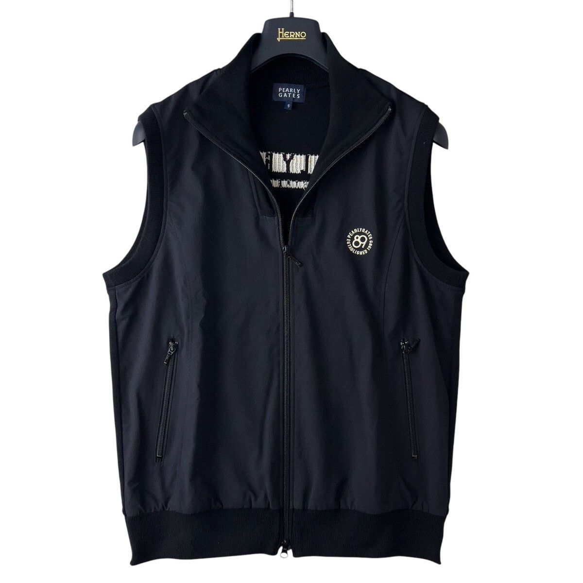 美品】PEARLY GATES ベスト ブラック/ホワイト 【美品】PEARLY GATES