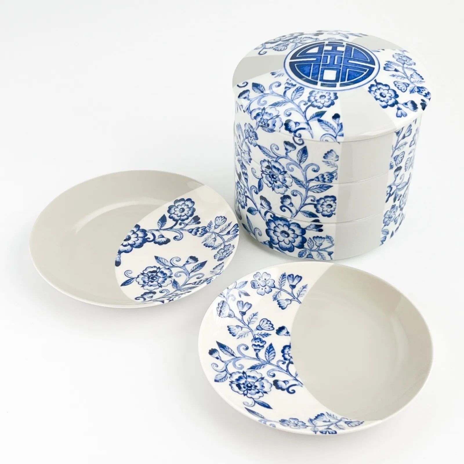 シノワズリ 青と白の花柄 三段重とお取り皿 - メルカリ