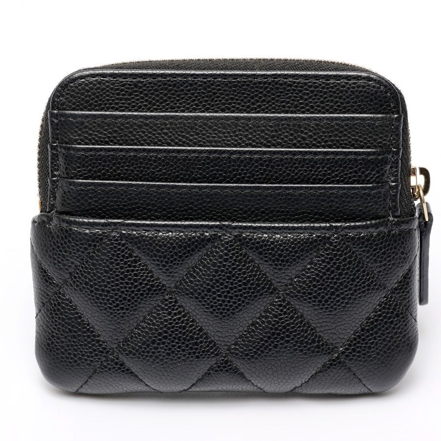 CHANEL キャビアスキン黒 コインケース 財布 カード入れフラグメント