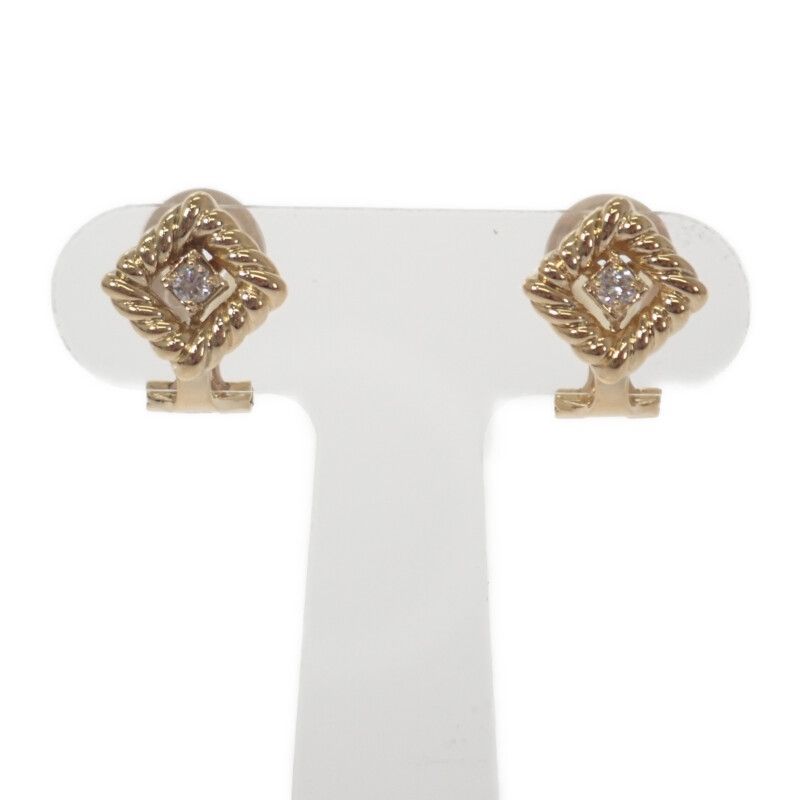 Good Condition [Christian Dior] 18K Yellow Gold Diamond Earrings for Women