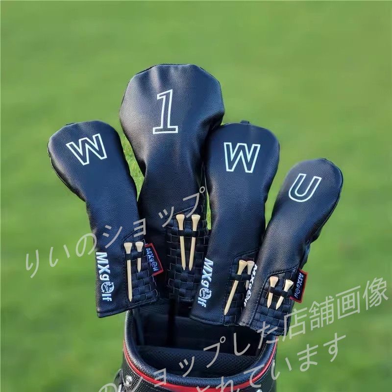 新品大人気 Golf ゴルフ クラブ ヘッドカバー 4点セットゴルフヘッドカバー ブラック  g15
