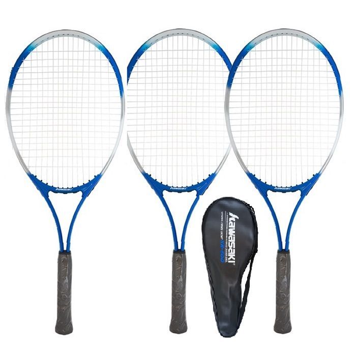 【3本セット】硬式テニスラケット ブルー 青 カワサキ kawasaki 部活