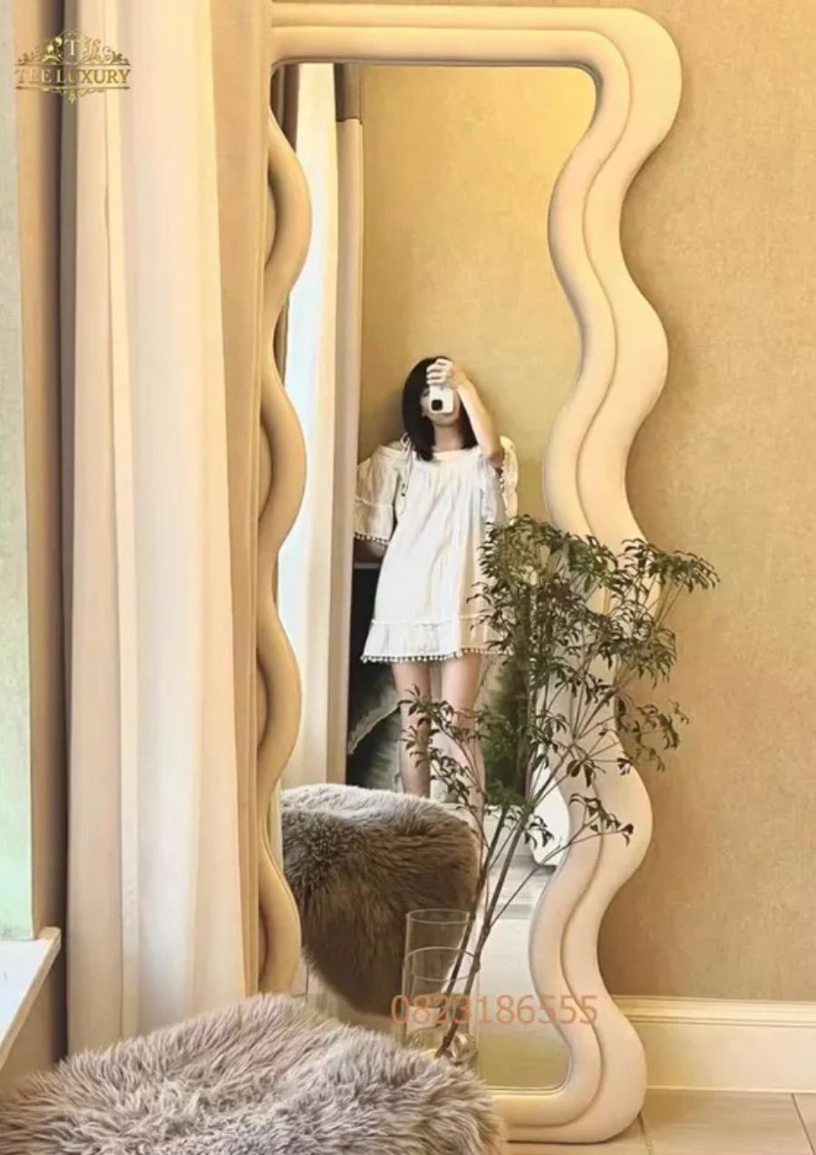 白色　ウェーブミラー　大型鏡立掛け鏡　姿見鏡　全身鏡　160cm x 60cm 楽天市場】ウェーブミラー 160cm 全身鏡 鏡 波型 スタンドミラー 韓国