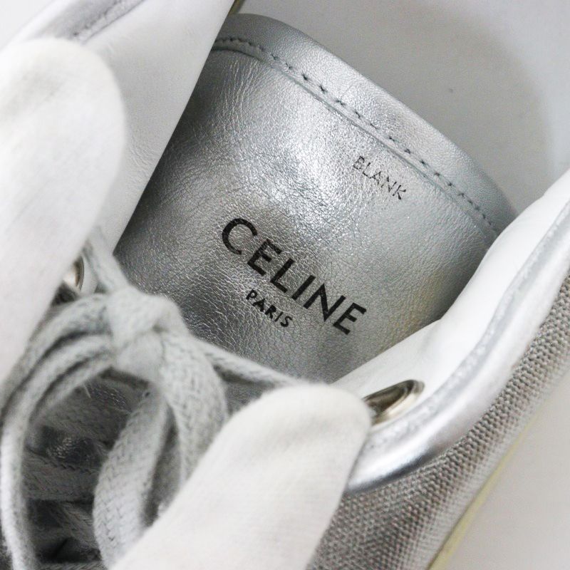 セリーヌ CELINE メタリックレザー ローカット スニーカー 37(24cm