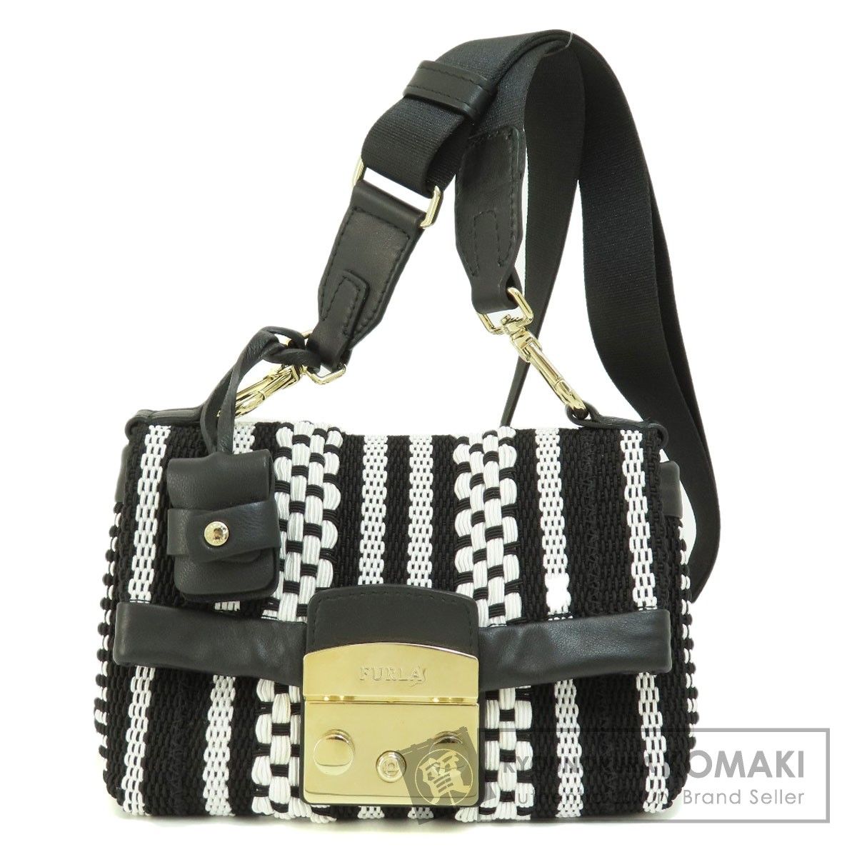 Furla フルラ メトロポリス 編み込みバッグ ショルダーバッグ 布素材 