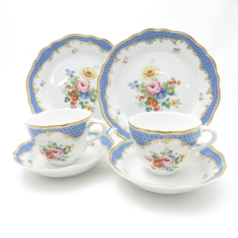 HUTSCHENREUTHER フッチェンロイター コーブルク コーヒーカップ＆ソーサー 中皿 ペア 珈琲 トリオ2セット 花柄 SO3316L1