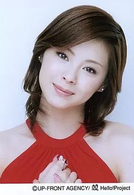 中古】生写真(ハロプロ) 松浦亜弥/バストアップ・ワンピース赤・両手前