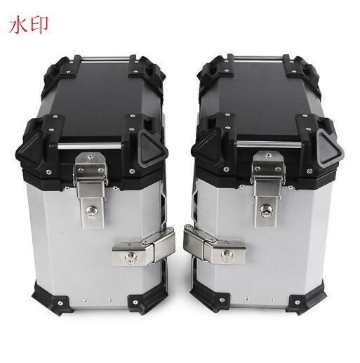 サイドボックス バイク用 サイドケース 左右セット 各38L ルミ製 パニアケース 鍵/取付ネジ付 サポートなし 革裏地 防水 簡単脱着シルバー