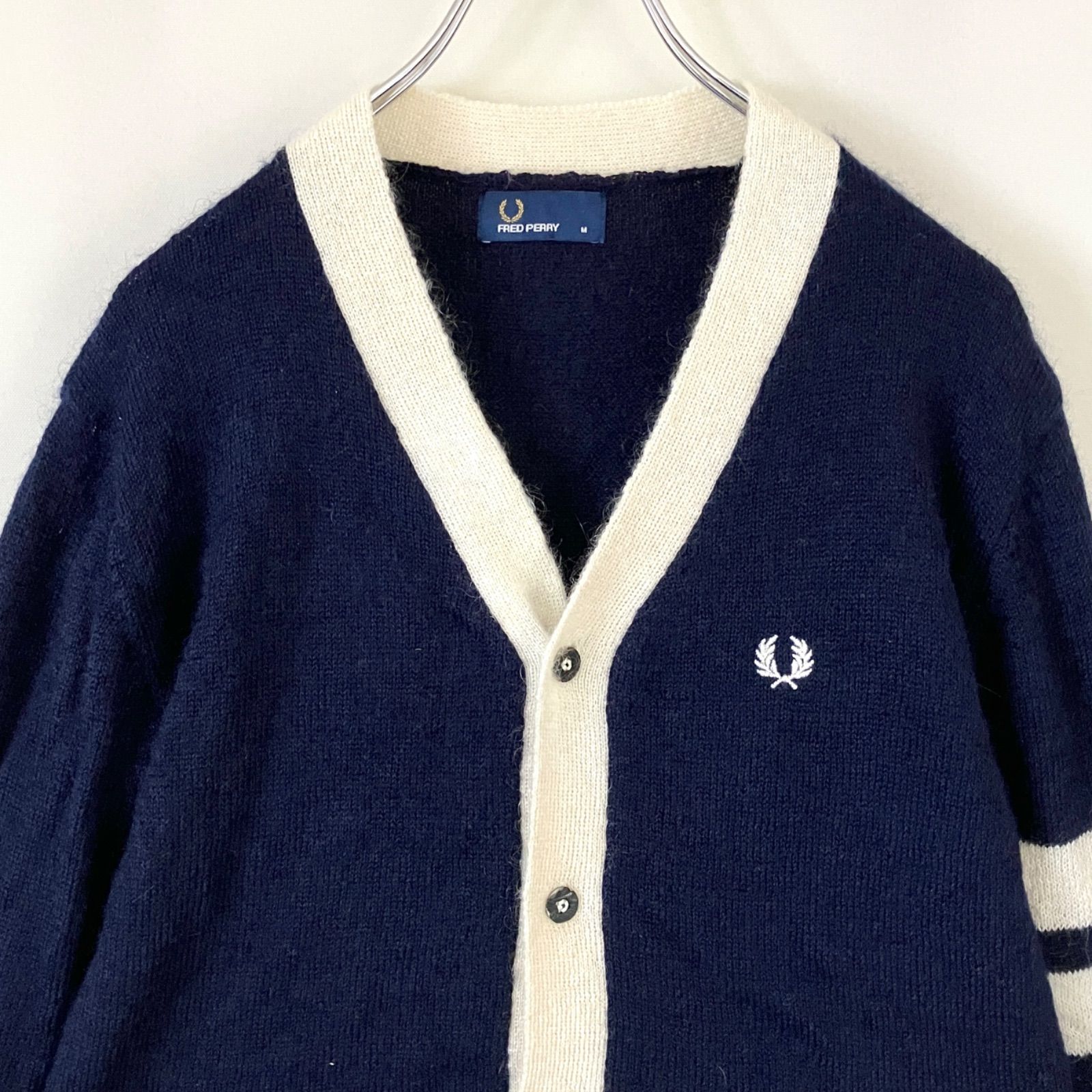 フレッドペリー/FRED PERRY☆モヘアミックス☆スクールカーディガン 
