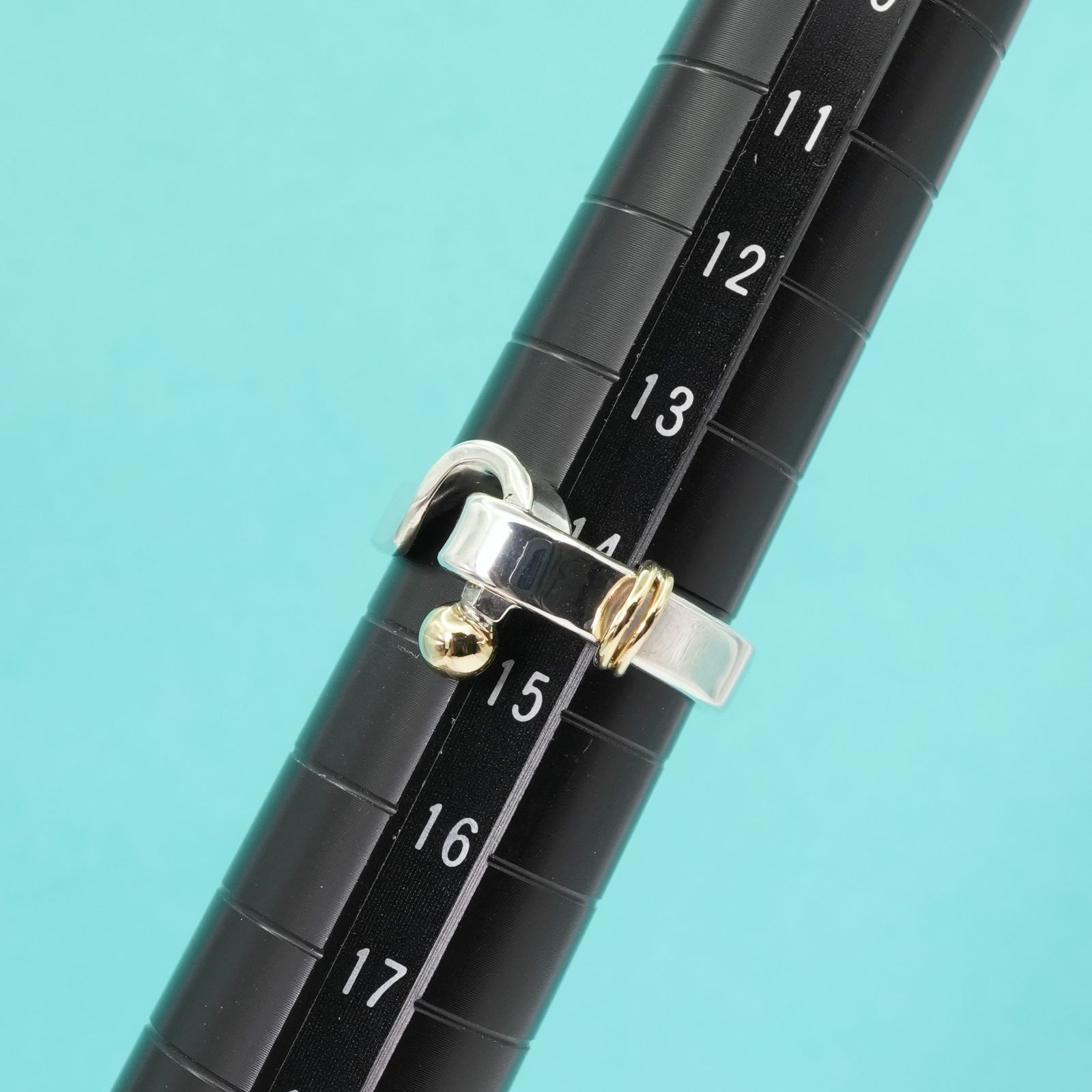 極美品14号 ティファニー フックアンドアイ コンビ リング/25-141S  