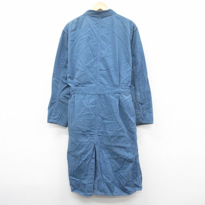 L 古着 長袖 ガウン ショップコート メンズ 80s ヘリンボーン ロング丈 紺 ネイビー spe 25oct21 アウター