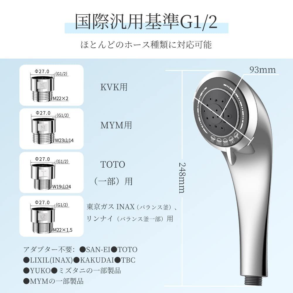 在庫処分】Kungix シャワーヘッド マイクロナノバブル 5段階モード