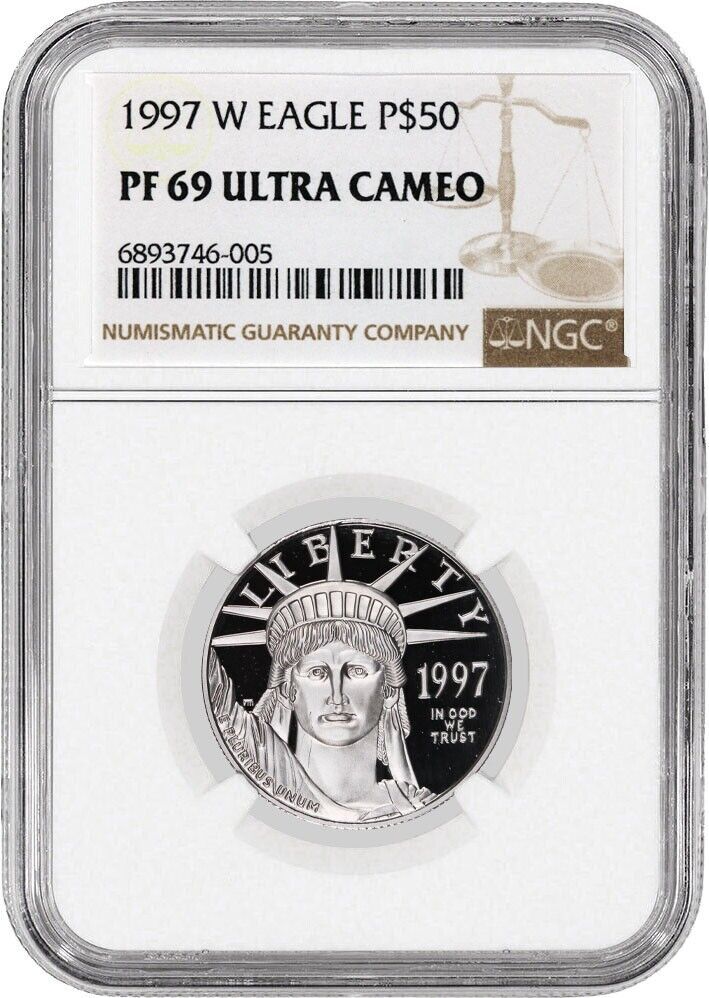 1997 W $50 Proof American Platinum Eagle 1|2 oz .9995 NGC PF69 Ultra Cameo