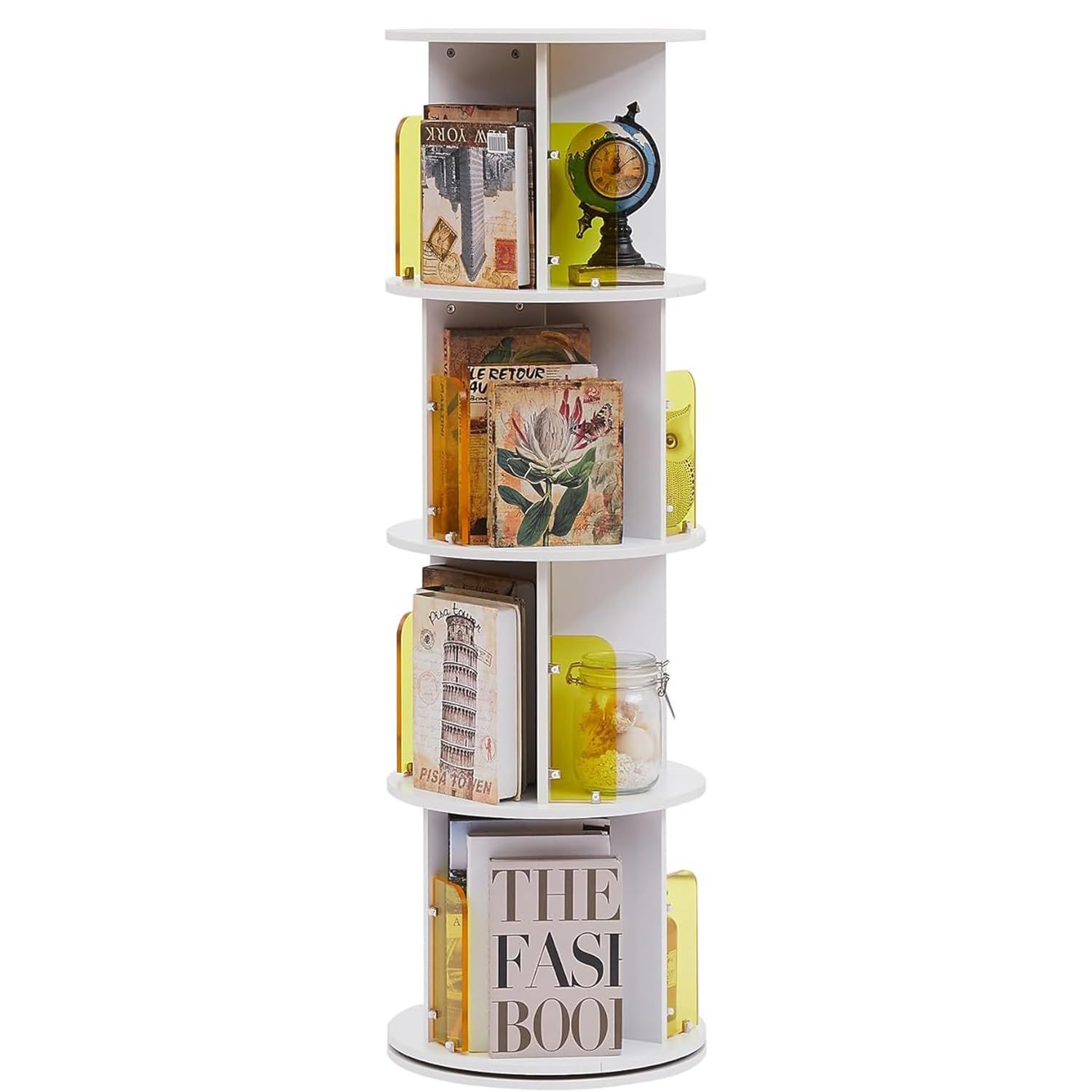 回転式本棚，モダンな収納棚、本棚 回転式本棚 360° シェルフ 絵本棚