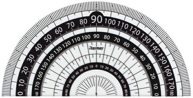 (まとめ）レイメイ藤井 見やすい白黒分度器 (9cm) ブラック APJ151B 【×100セット】