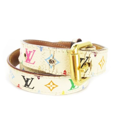 ルイヴィトン LOUIS VUITTON モノグラム マルチ サンチュール キャレ ベルト ゴールド金具 70 28 ブロン 白 ホワイト |CK22 GY17