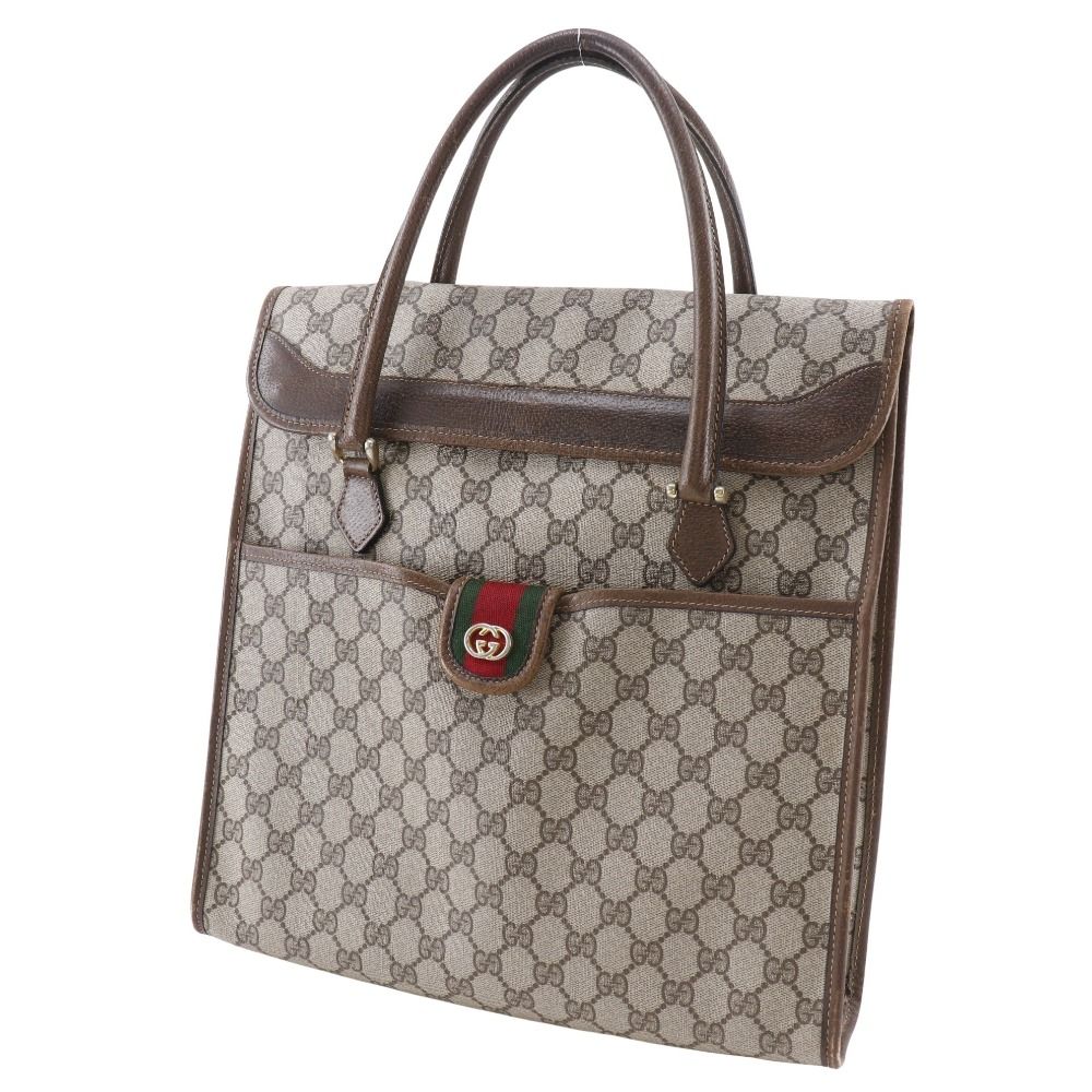 GUCCI グッチ グッチ シェリーライン インターロッキング GG 02.4139.58 PVC 茶 ユニセックス ハンドバッグ