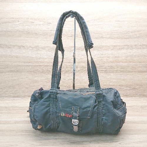 TOUGH JEANSMITH ロゴワッペン ダメージ加工 ストリート オシャレ ミニボストンバッグ ブラック メンズ E 1309040011762