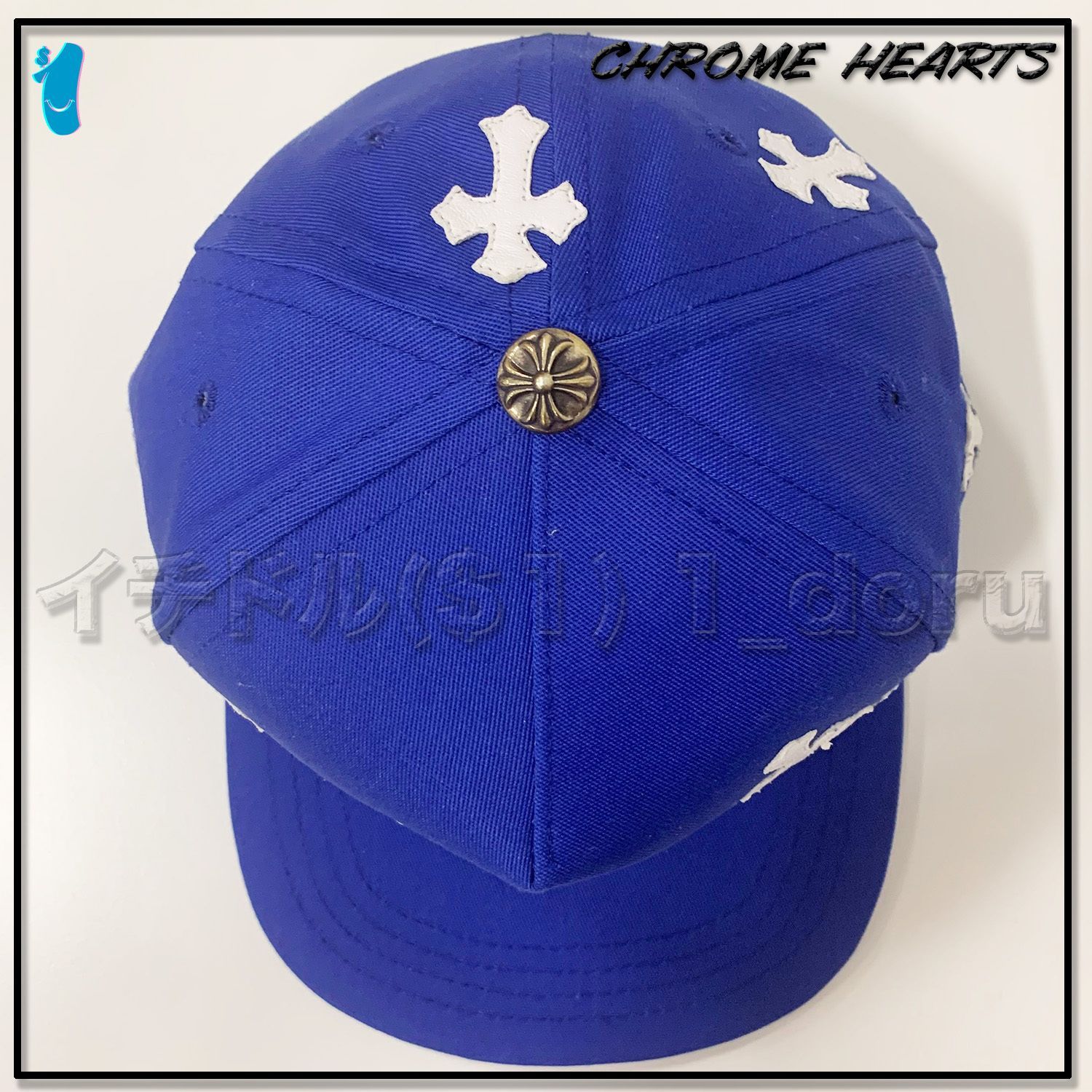 クロムハーツ BLUE BASEBALL CAP WHITE CROSS PATCH キャップ