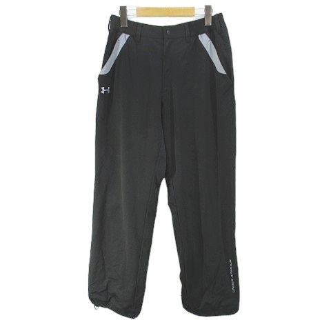 ★セットアップ★ アンダーアーマー ナイロンジャケット・パンツ 黒 デカロゴ UNDER ARMOUR ウィンドブレーカー 上下 メンズ アンダーアーマー