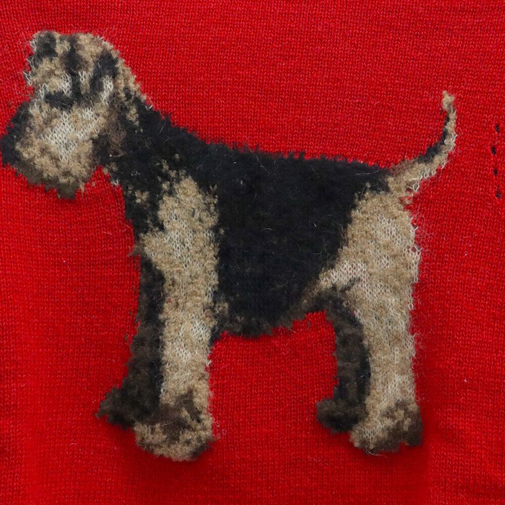 23aw タオ ギャルソン 犬柄 x チェック 切り替え ニット プルオーバー 23aw タオ ギャルソン 犬柄 x チェック 切り替え ニット プル