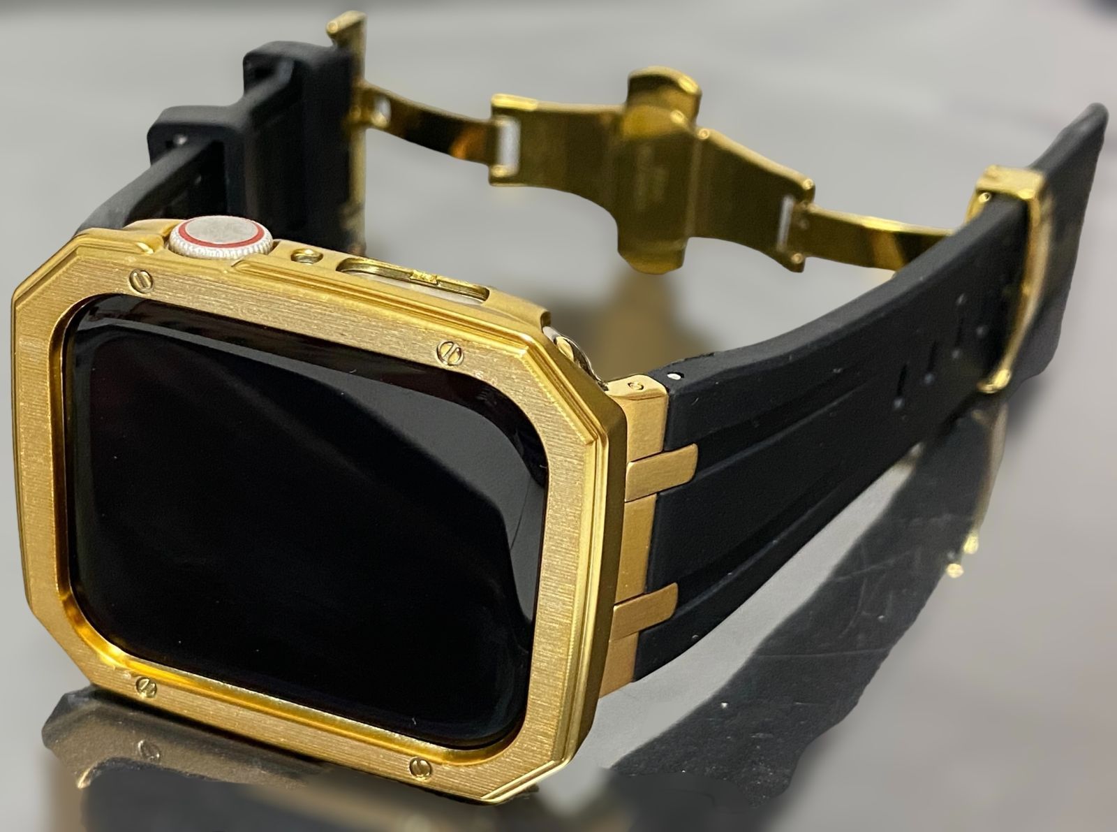 ゴールド　ブラック　アップルウォッチ ラバーベルト Apple Watch ケース　カバー　40mm 41mm 44mm 45mm 49mmApple Watch 用