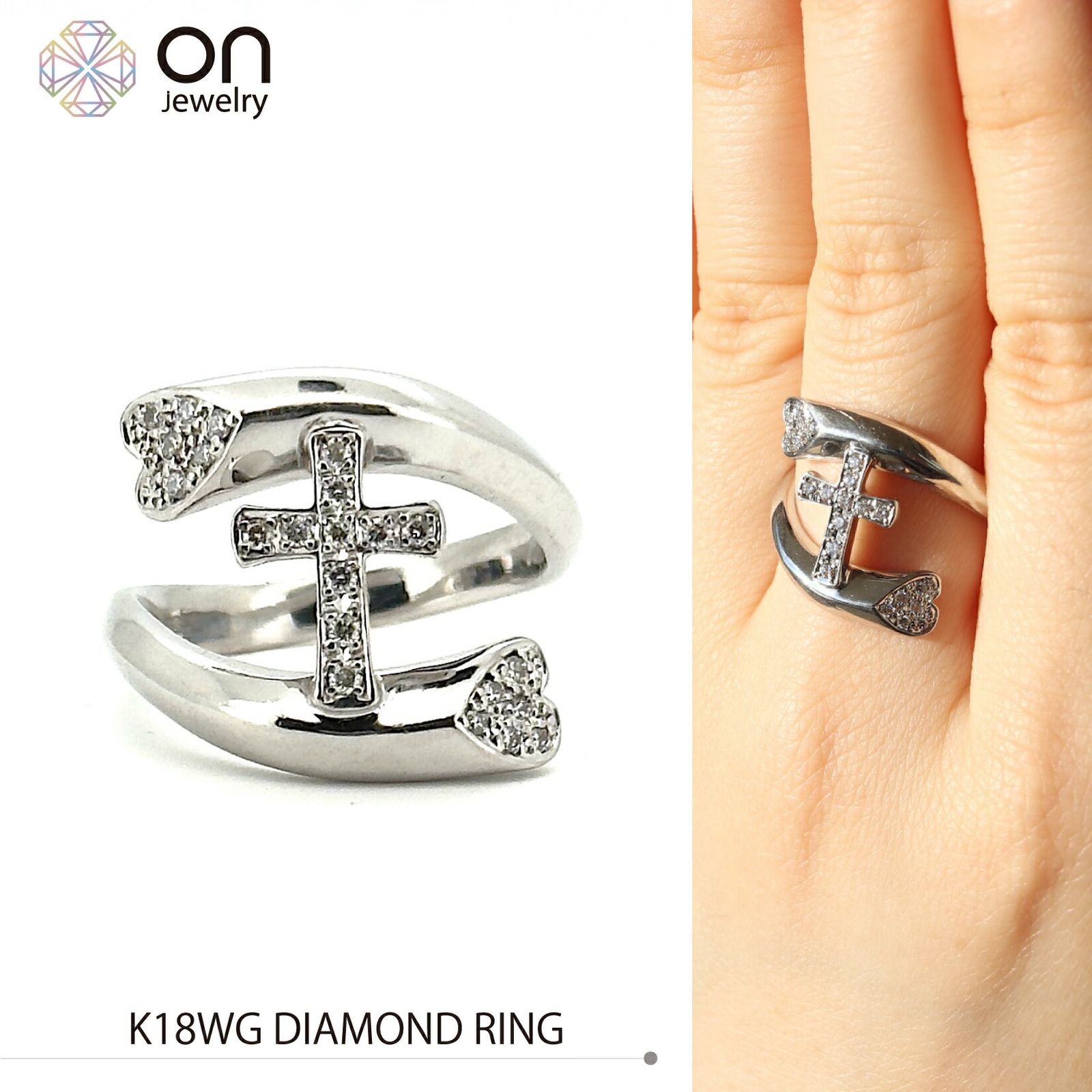 仕上げ K18WG ダイヤモンド0.23ct リング 指輪 16号 4月誕生石 天然 9.2g DIAMOND