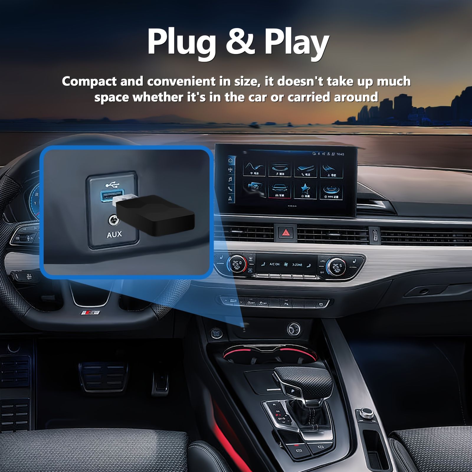 携帯電話用ワイヤレスCarPlayアダプター プラグアンドプレイ低遅延ミニワイヤレッスカープレイアダプター