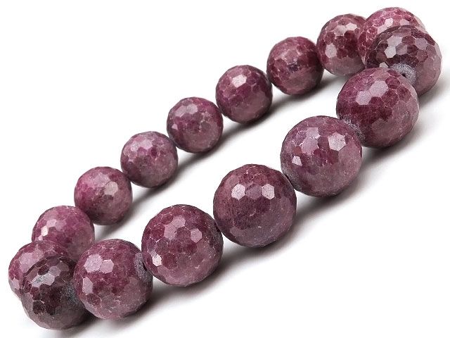 ルビー 128面カット 丸玉ブレス 13～14mm No.26 1点もの | 60-32 RU-BS26