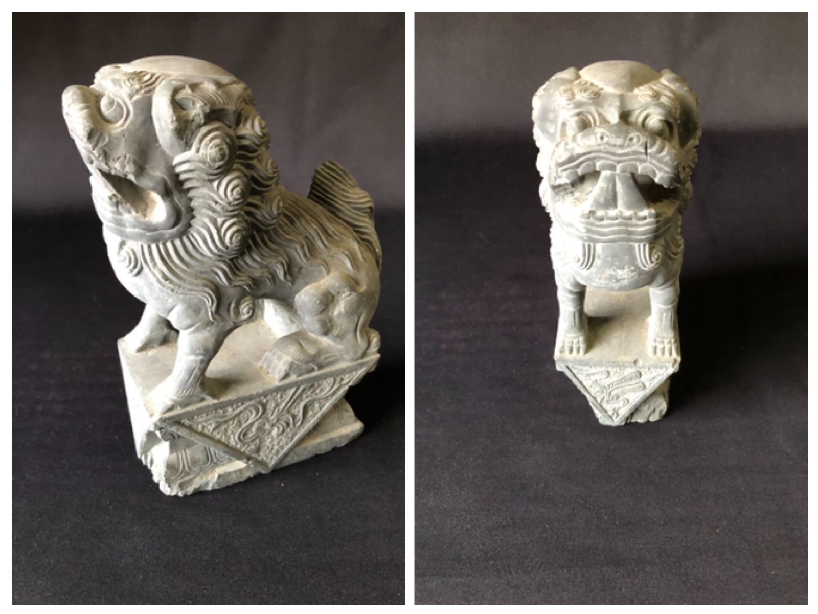 仏教美術　石像彫刻　天然石　獅子　狛犬　高さ約23cm　骨董 ヴェル様専用)仏教美術 石像彫刻 天然石 獅子 狛犬 高さ約20cm