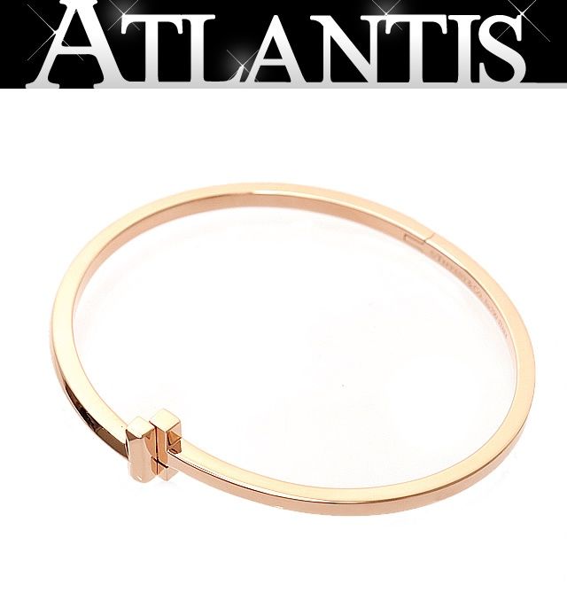 広尾店 ティファニー TIFFANY ＆ Co. Tワン ナローヒンジ ブレスレット バングル K18YG 約21.5g 内径約16cm 16407