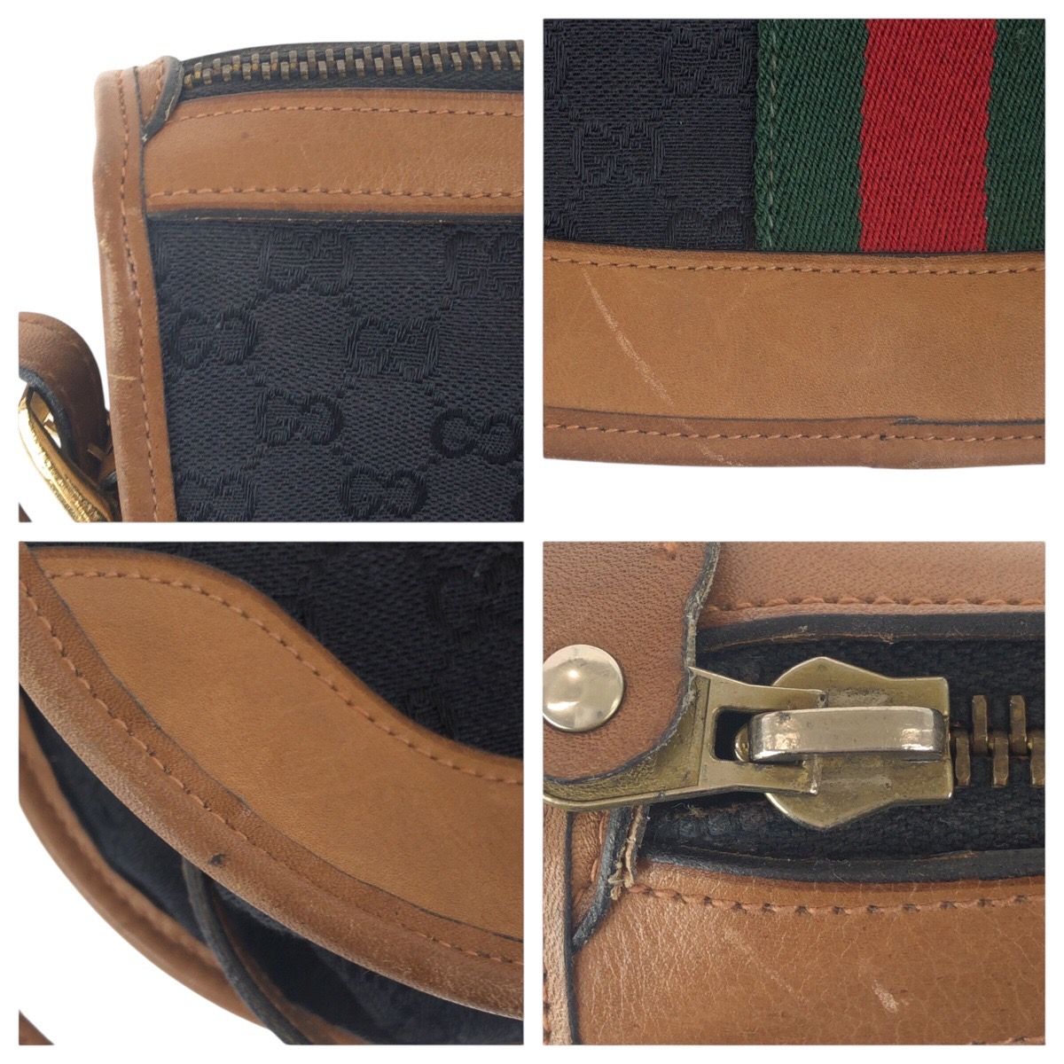 グッチ GG金具 レザー ベルト シェリーライン ネイビー キャンバス オールド GUCCI グッチ オールドグッチ シェリーライン セカンドバッグ
