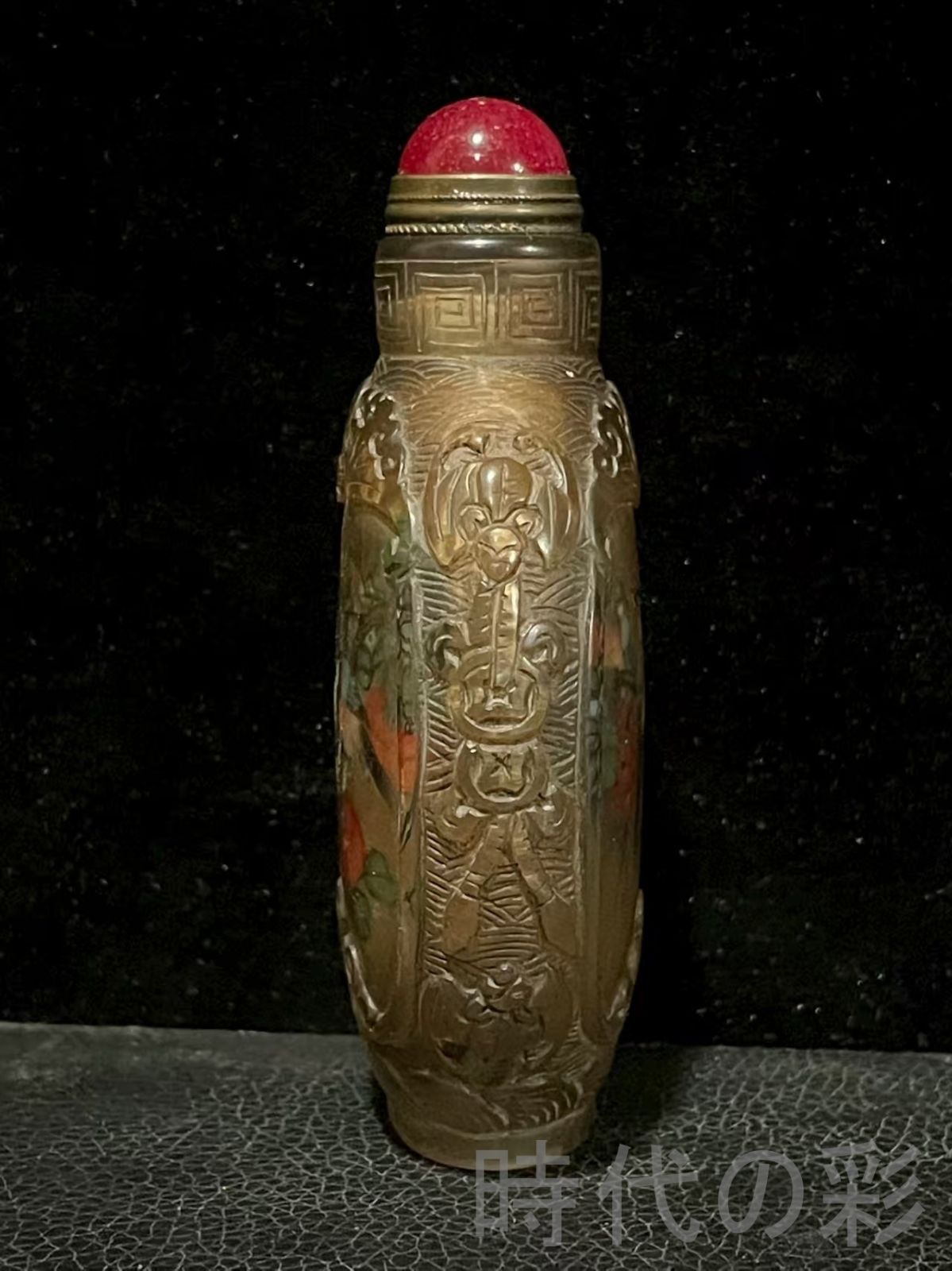 中国古美術 旧家蔵出 清代 琉璃 内絵鼻煙壷 名家手繪 樹上眉梢 鼻煙壺 古玩 細工 古置物 縁起物 時代物 R07092102